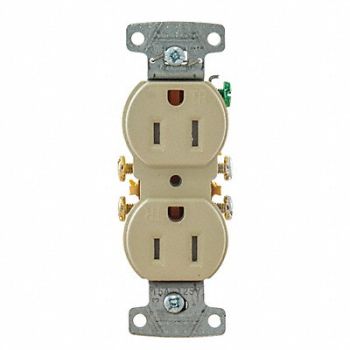 HUBBELL Receptacle 125VAC Ivory Flush Mounting, 55MU58