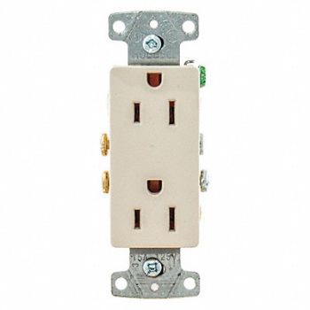 HUBBELL Receptacle 125VAC 15A Light Almond, 55MU60