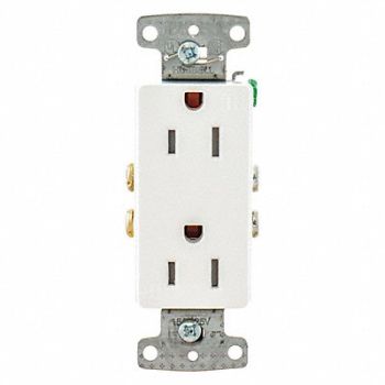 HUBBELL Receptacle 125VAC White Flush Mounting, 55MU61