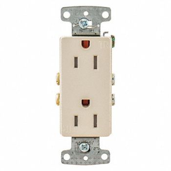 HUBBELL Receptacle 125VAC 15A Light Almond, 55MU62