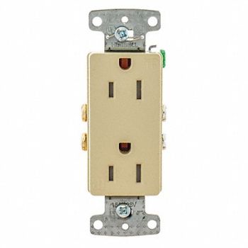 HUBBELL Receptacle 125VAC Ivory Flush Mounting, 55MU63