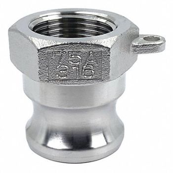 GRAINGER APPROVED Cam and Groove Adapter 3/4 316 SS, 55MV58
