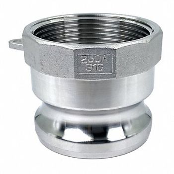 GRAINGER APPROVED Cam and Groove Adapter 2-1/2 316 SS, 55MV60
