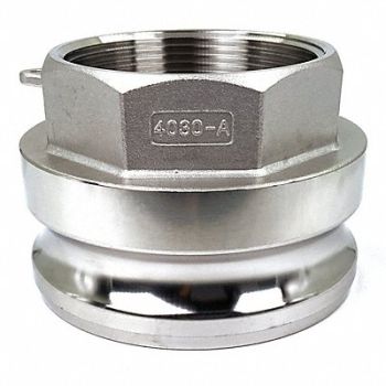 GRAINGER APPROVED Cam and Groove Adapter 4 316 SS, 55MV62