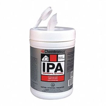 CHEMTRONICS Alcohol Wipes Unscented 100 ct PK100, 55NG32