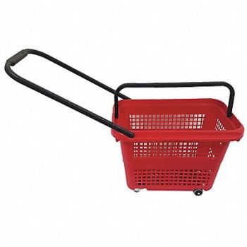 SHOPPING BASKET Rolling Hand Basket PP Red 14 11/64 in, 55NJ21