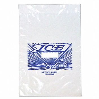 GRAINGER APPROVED Printed Ice Bags 8 lb 20 in PK1000, 55NK57