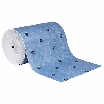 PIG Absorbent Roll 150 ft L Blue/White 30 W, 55VD79