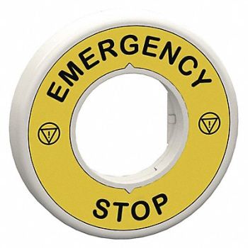 SCHNEIDER ELECTRIC Legend Ring Round EMERGENCY STOP Legend, 55WF95