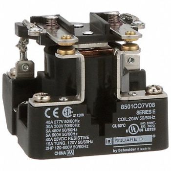 SCHNEIDER Open Power Relay 208VAC DPST-NO 6Pins, 55WG25