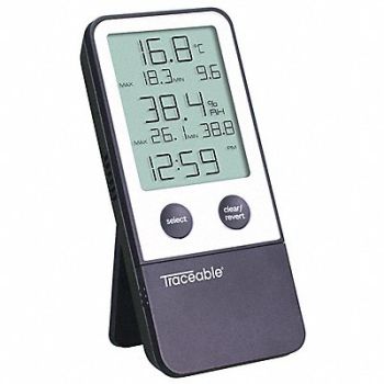 TRACEABLE Thermohygrometer with Clock Plastic 5 L, 802LK5
