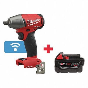 MILWAUKEE Impact Wrench Cordless Compact 18VDC, 564K71