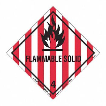 LABELMASTER Flammable Solid Label Worded PK50, 567W34