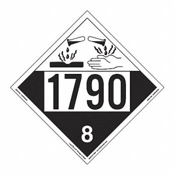 LABELMASTER Corrosive Placard UN 1790 PK25, 567Y14