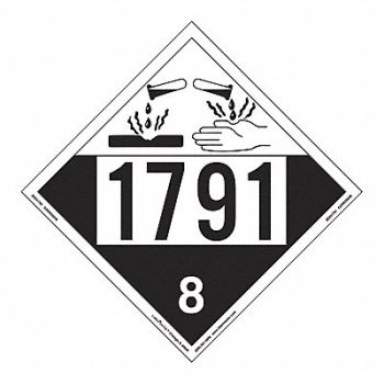 LABELMASTER Corrosive Placard UN 1791 PK25, 567Y15