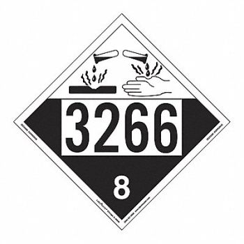 LABELMASTER Corrosive Placard UN 3266 PK25, 567Y26