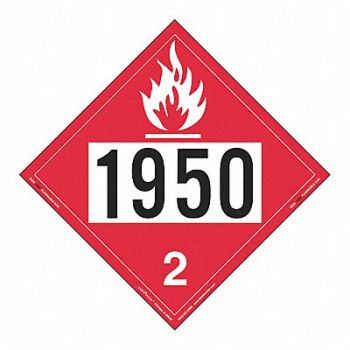 LABELMASTER Flammable Gas Placard UN 1950 PK25, 567Y36