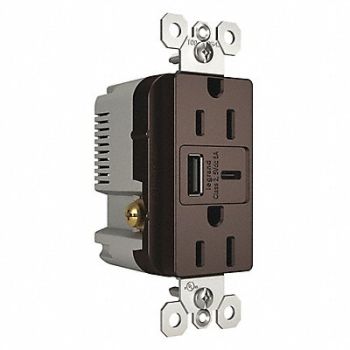 LEGRAND USB Charger Receptacle 15A Type A and C, 56FM95