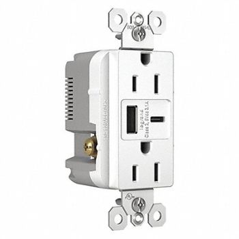 LEGRAND USB Charger Receptacle 15A Type A and C, 56FM99