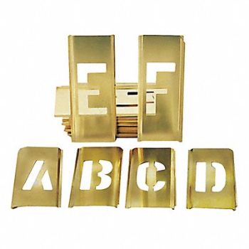 ABILITY ONE Stencil Kit Brass 1 Overall Height, 56HC13