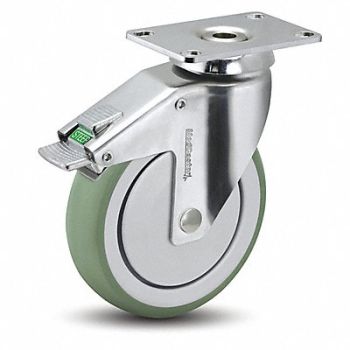 MEDCASTER Plate Caster Swivel 6 Wheel Dia, 56HC83