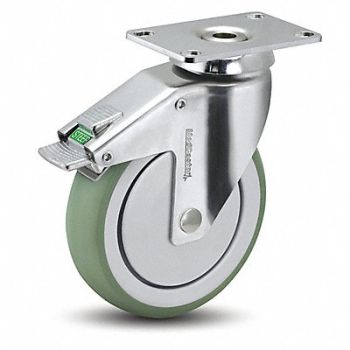 MEDCASTER Plate Caster Swivel 6 Wheel Dia, 56HC90