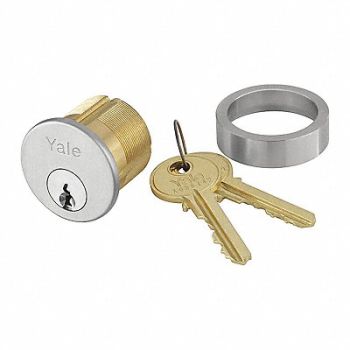 YALE Mortise Cylinder Satin Chrome Finish, 56HH88