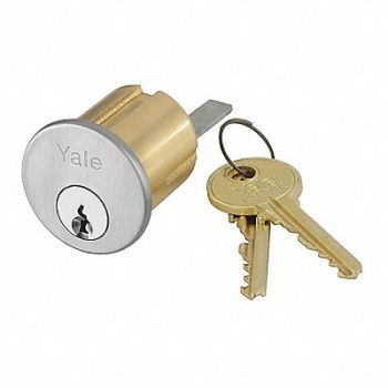 YALE Rim Cylinder Satin Chrome Finish Grade 1, 56HH91