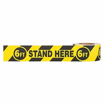 GRAINGER APPROVED Floor Tape Black/Yellow 3 inx54 ft Roll, 56LV95