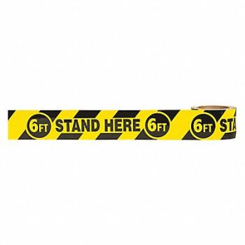GRAINGER APPROVED Floor Tape Black/Yellow 3 inx108 ft Roll, 56LV97
