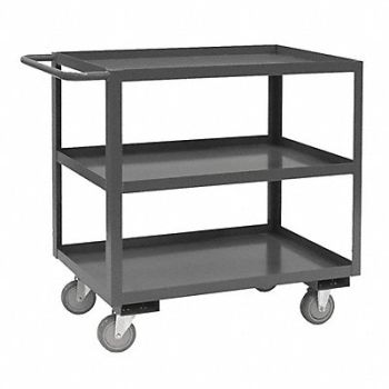 DURHAM MFG Cart Gray 3 Shelves with Side Brakes, 56MW81