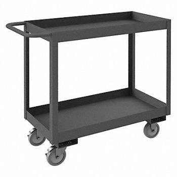 DURHAM MFG Cart Gray 2 Shelves with Side Brakes, 56MW91