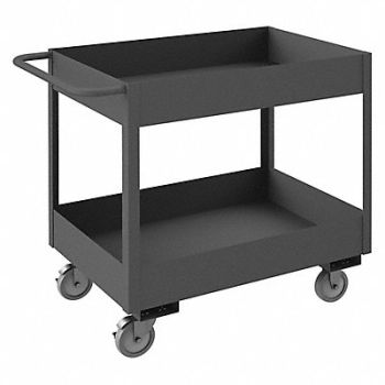DURHAM MFG Cart Gray 2 Shelves with Side Brakes, 56MW94