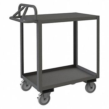 DURHAM MFG Cart Gray 2 Shelves with Side Brakes, 56MX01