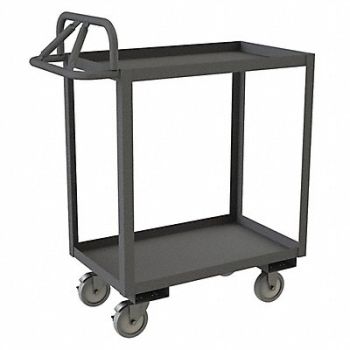 DURHAM MFG Cart Gray 2 Shelves with Side Brakes, 56MW99