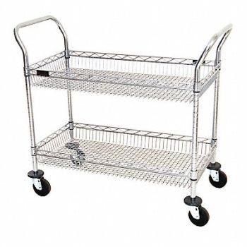 EAGLE GROUP Utility Cart 2 Chrome Basket Shelves, 56WA60