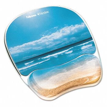 FELLOWES Gel Mouse Pad Wrist Rest 7x9 Sandy Beach, 56XH13