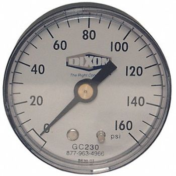 DIXON VALVE COUPLING ABS Dry Gauge 1/8 Back Mount 0-60 psi, 58CW02