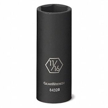 GEARWRENCH Deep Impact Socket 3/8 Drive 6pt 11/16, 58LD18