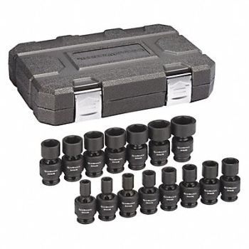 GEARWRENCH Metric Impact Socket 3/8 D 6pt. 15pcs., 58LD55