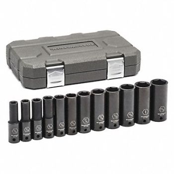GEARWRENCH SAE Deep Impact Socket Set 1/2 D 12pcs., 58LD70