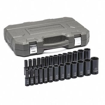 GEARWRENCH SAE/Metric Impact Socket Set 1/2 D 27pcs, 58LD75