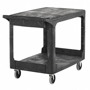 RUBBERMAID COMMERCIAL PRODUCTS Medium Utility Cart 2 Shelf Black, 58LL79