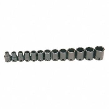 WILLIAMS Impact Socket Set 3/8 D 6Pt 13pcs., 58UK31