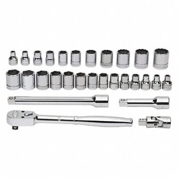 WILLIAMS Socket/Tool Set 3/8 D 12Pt 29pc TLsOnly, 58UK83
