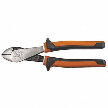 KLEIN TOOLS Cutting Pliers Slim Handle Angled Nose, 58UR86