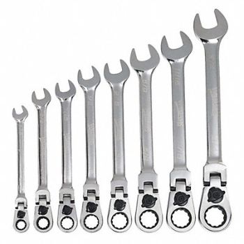 WILLIAMS Flex-Head Rat Combo Wrench Set 8 pcs., 58XG49