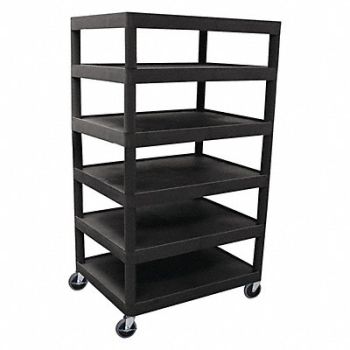 LUXOR Utility Cart Six Flat Shelf, 58ZX52