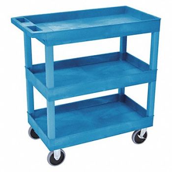 LUXOR High Capacity (3) Tub Shelves Cart, 58ZX66
