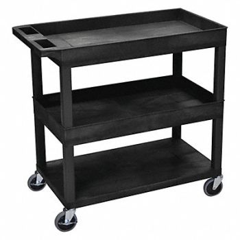 LUXOR High Capacity (2) Tubs 1 Flat Shelf Cart, 58ZX70